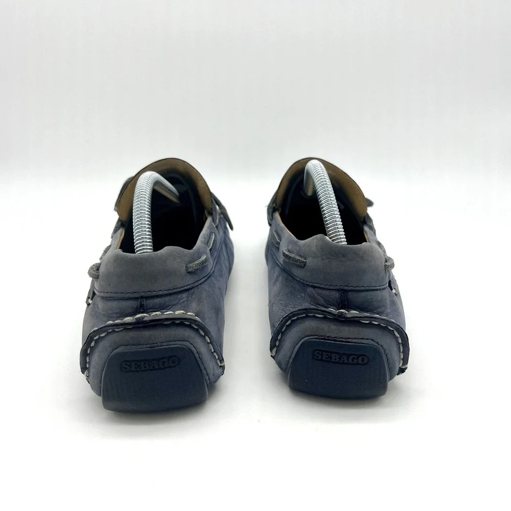 Sebago Boat Shoes Driving Moccasins Kedge Tie Navy Nubuck Leather Mens 10M